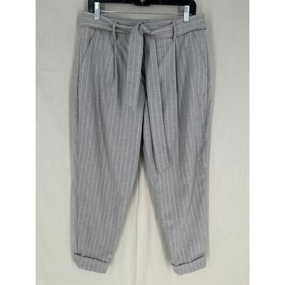 Banana Republic Pants Womens 8 Grey Pinstripes Trouser Pleated Cuffed High Rise - Picture 8 of 11